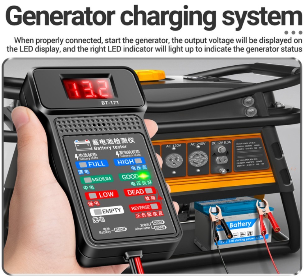 Car Battery Tester Digital Analyzer Car Auto Battery Load Cranking Tester 12V US