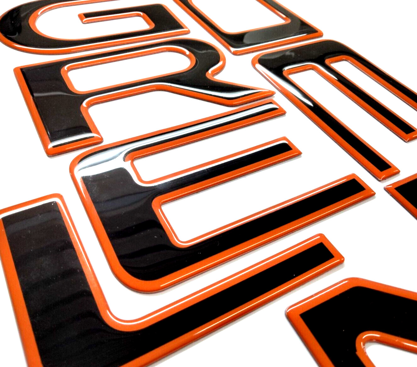 3D BLACK ORANGE OITLINE DOMED TAILGATE LETTERS FOR RIDGELINE 2024-2025 US MADE