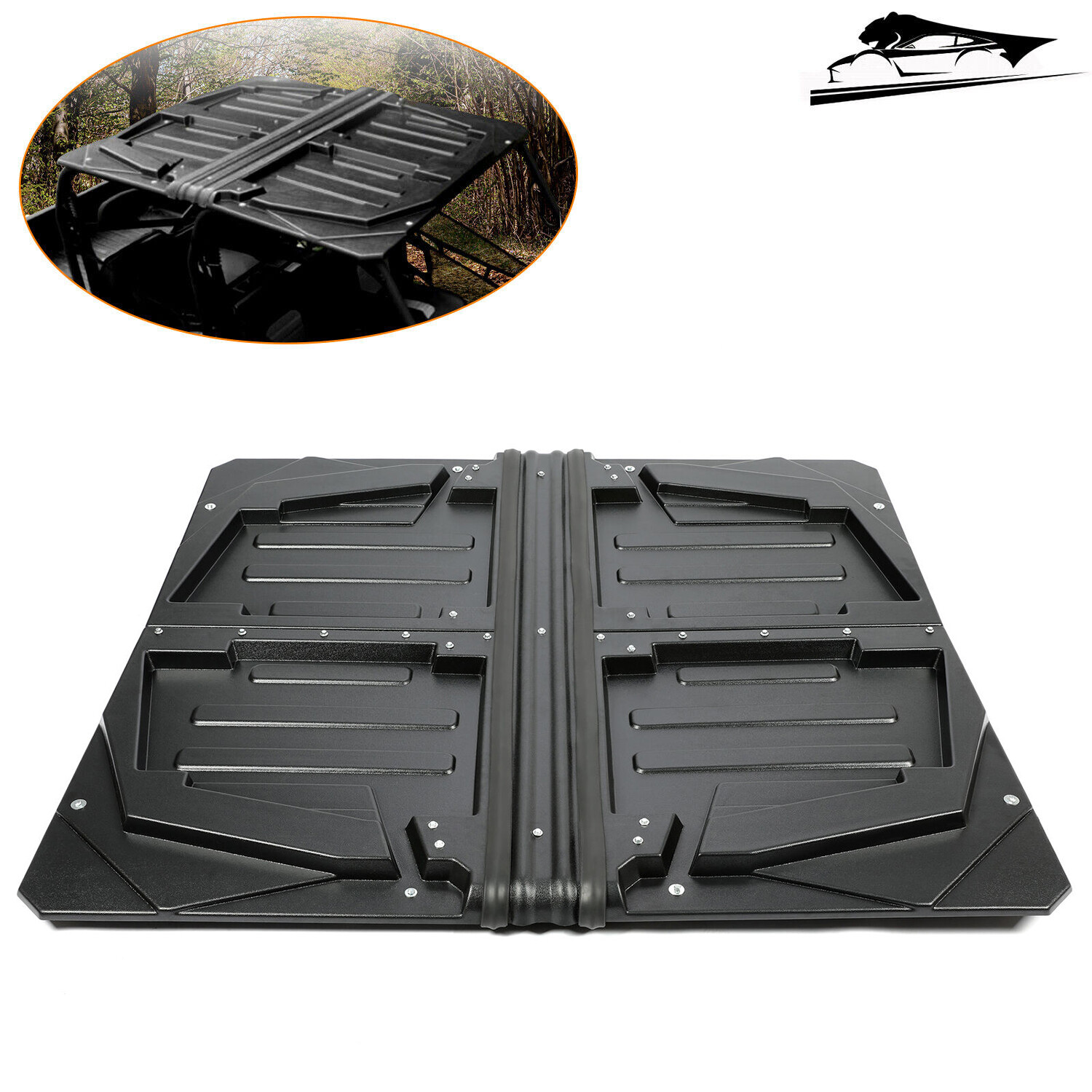 4 Pieces Roof Hard Top ABS Black For Polaris ranger 570 crew full size