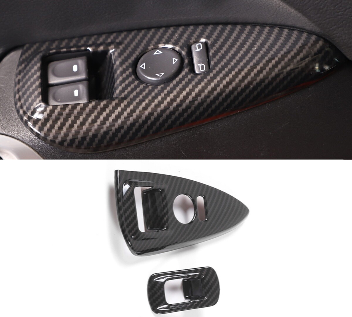 Carbon Fiber ABS Car Glass Lifting Button Frame Trim For Corvette C6 2005-2013