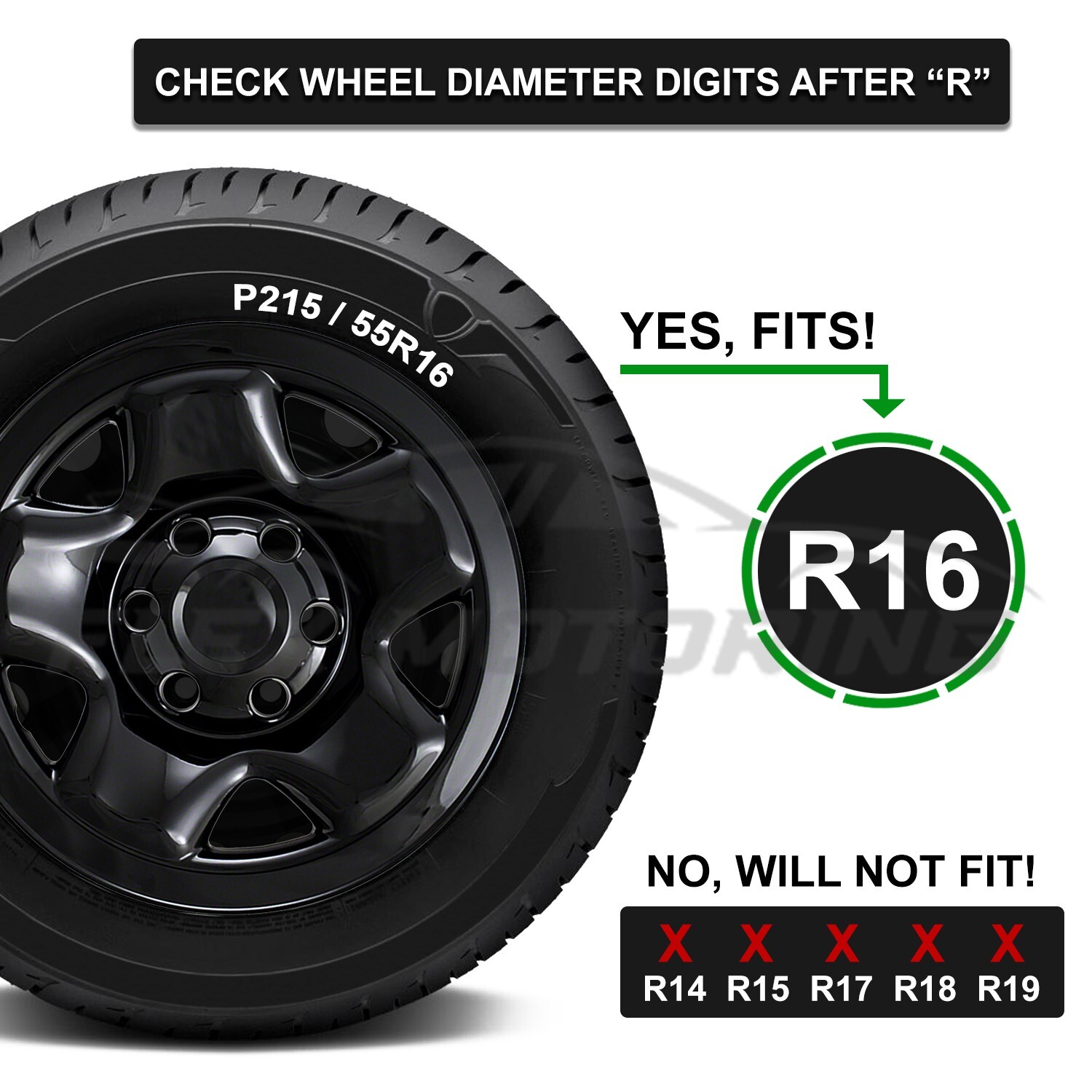 For 2005-2023 Toyota Tacoma 16″ Steel Wheel Black Skin Covers Hub Caps Set 4