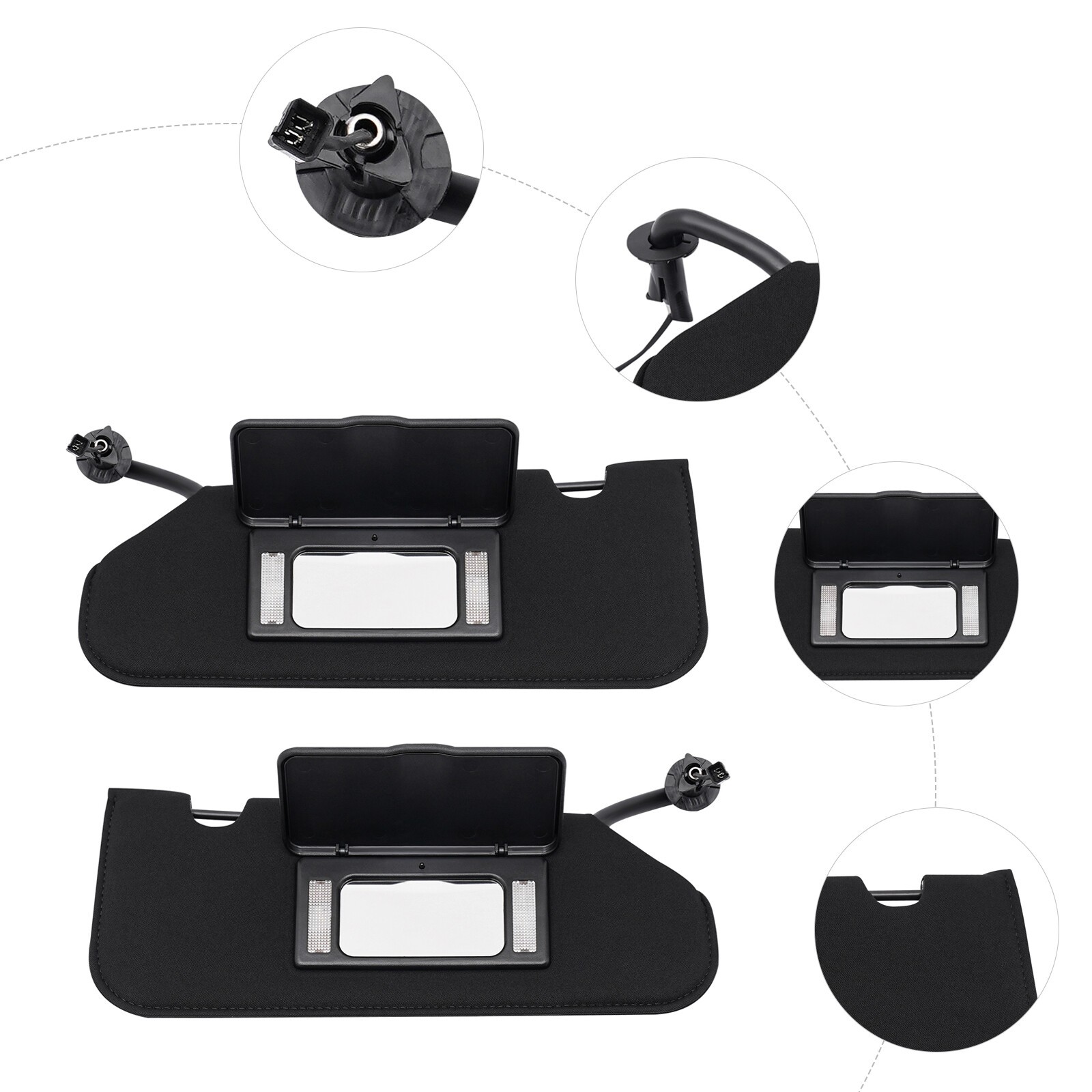 Driver& Passenger Side Sun Visor For 2005-2013 Chevrolet C6 Corvette W/LED Light