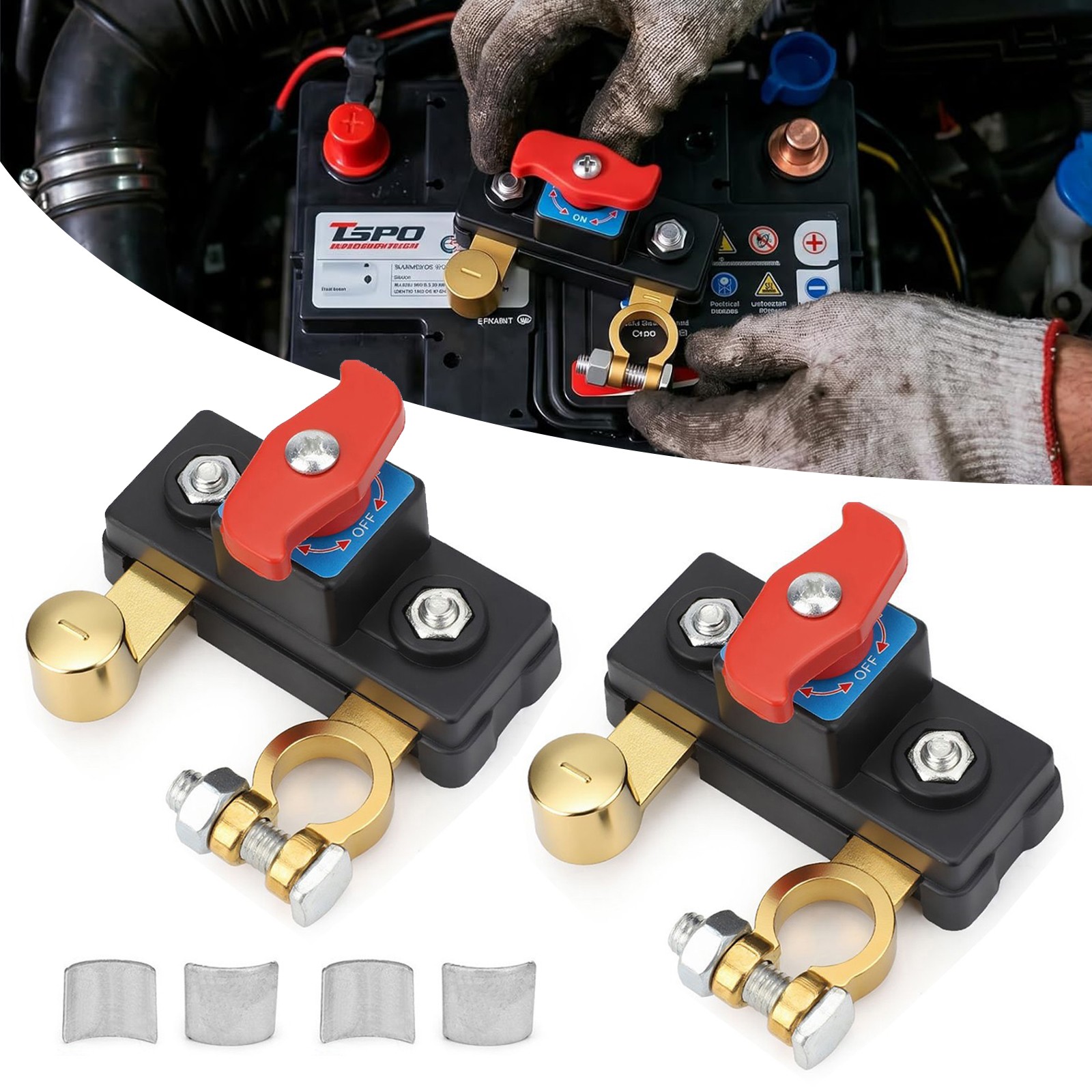 2Pcs Universal Battery Disconnect Switch 12V / 24V Cut Off Isolator for Cars RV