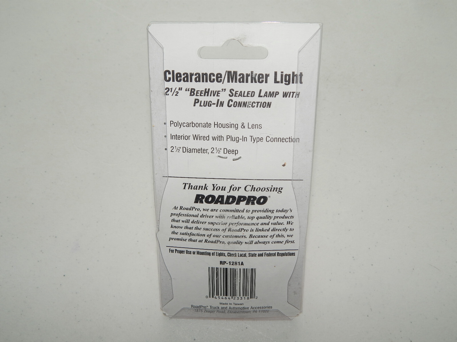RoadPro 2.5″ Beehive Sealed Clearance/Marker Light Plug-In Connection RP-1281A