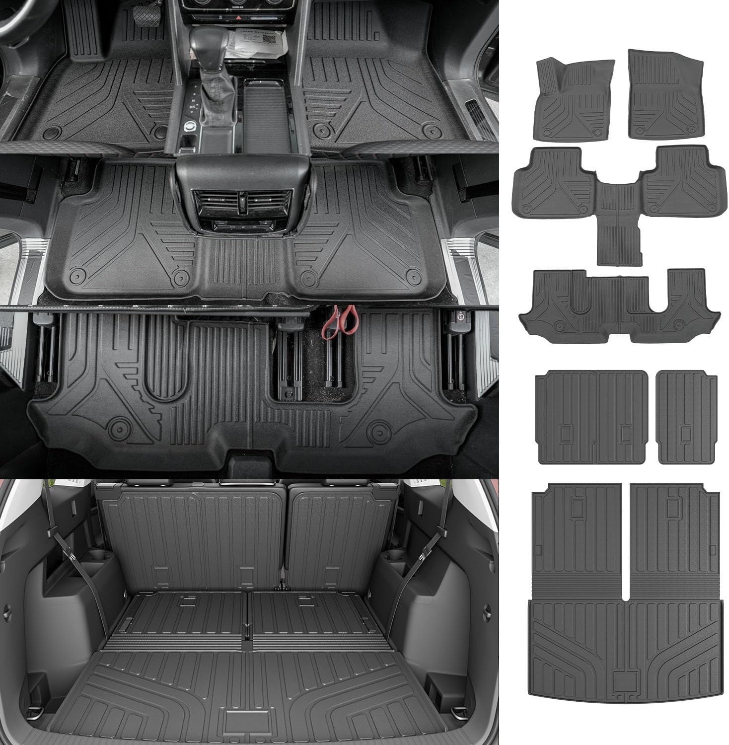 For 2018-2026 Volkswagen Atlas Floor Mats Cargo Mat Trunk Liner Backrest Mats