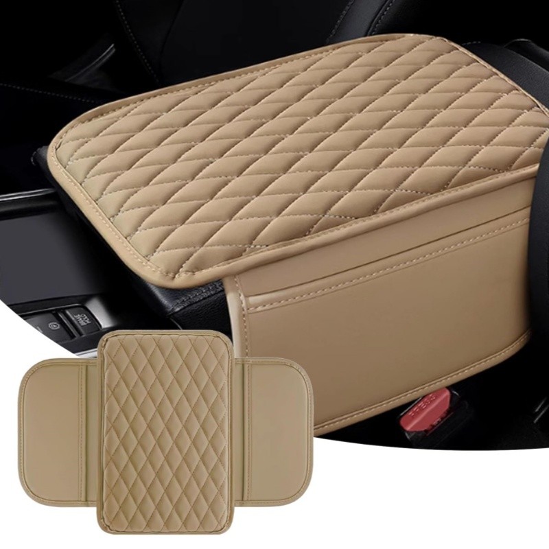 Car Center Console Cover Waterproof Car Armrest Cushion Pad with 2 Storage Bags