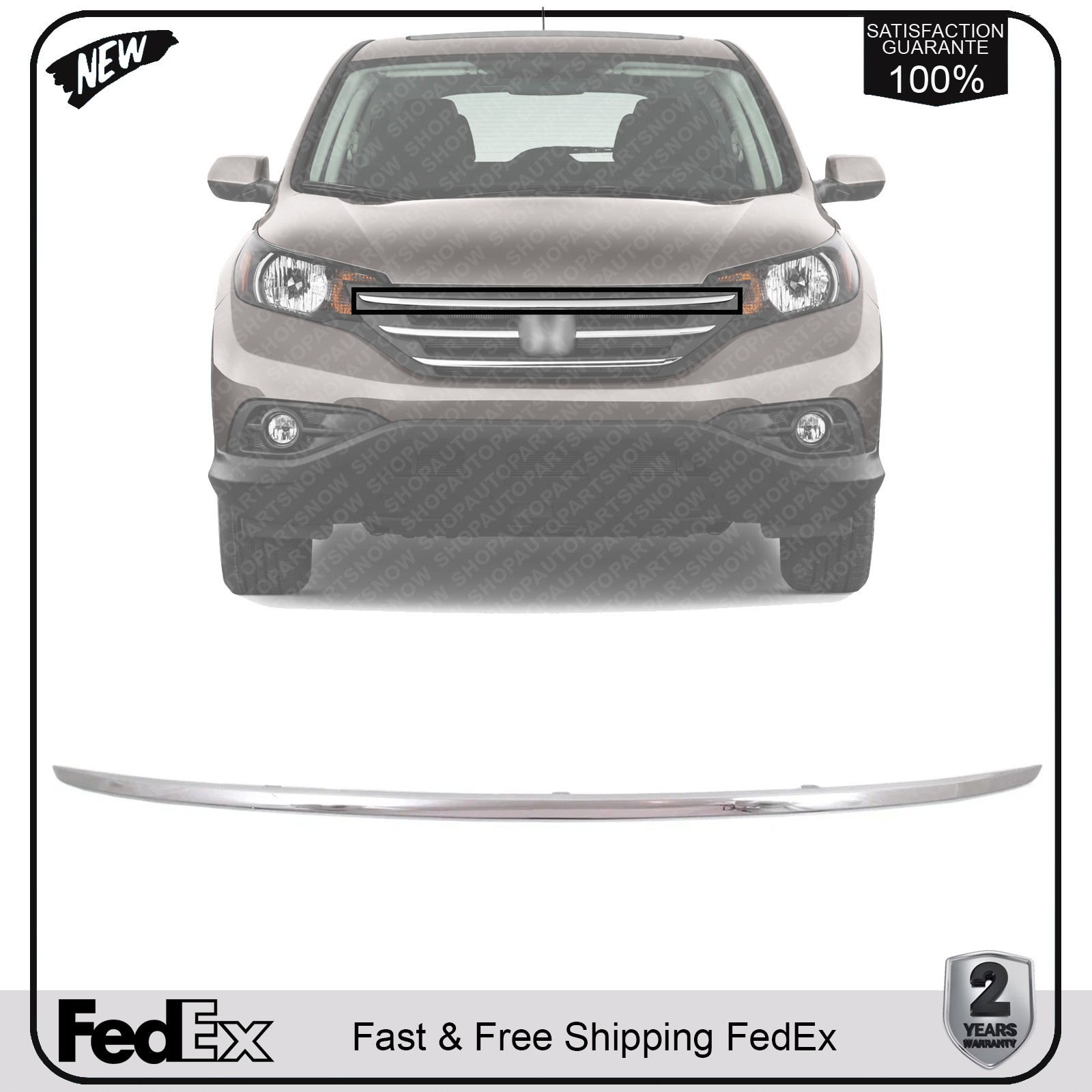 NEW Front Grille Upper Molding Chrome For 2012-2014 Honda CR-V HO1217107