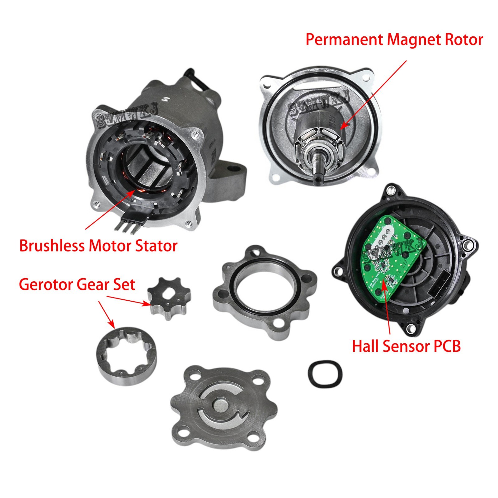 DC 12V High-Magnetic Brushless Gerotor Oil Pump 2.5Mpa Hydraulic Oil Circulation