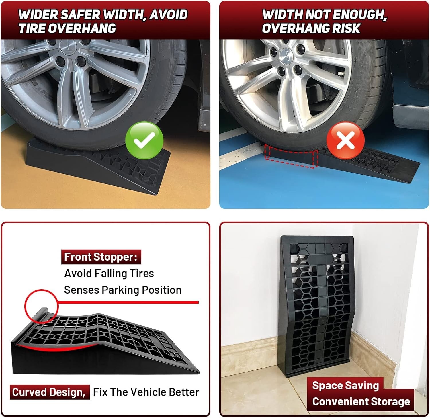 New Car Ramps for Lift and Vehicle Maintenance, Portable Low Profile Car Ramps