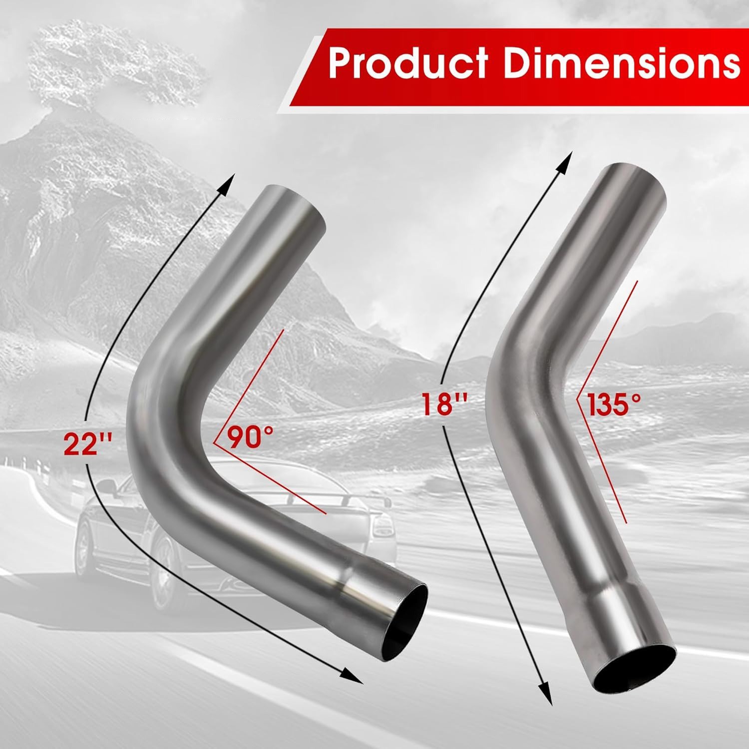 For Chevy C10 2.5″ Stainless Steel Straight Bend Mandrel Exhaust Pipe Kit 8PCS