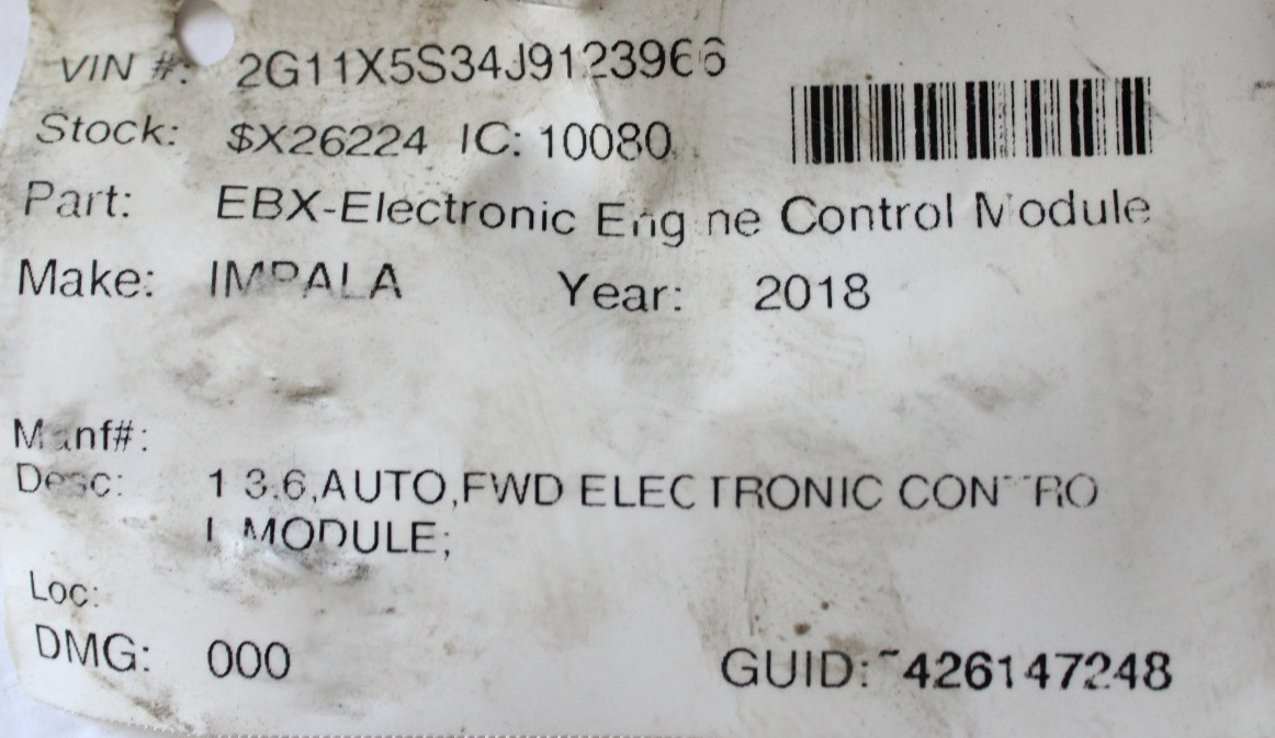 2017-2019 Chevy Impala Engine Computer ECU ECM PCM 12667002 ACD4 OEM