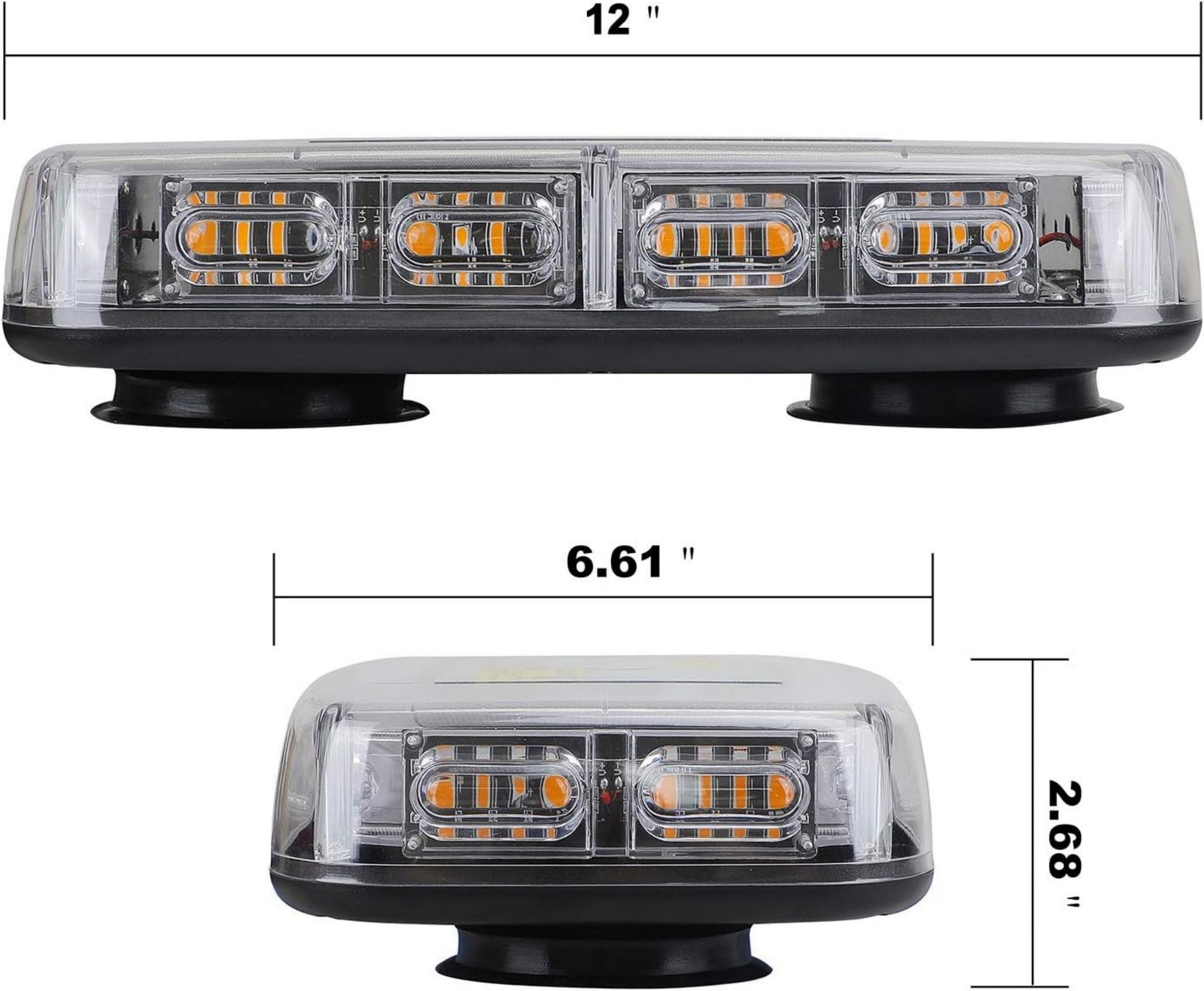 36LED Amber Rooftop Strobe Light 12-24V Magnetic IP67 Waterproof For Truck US