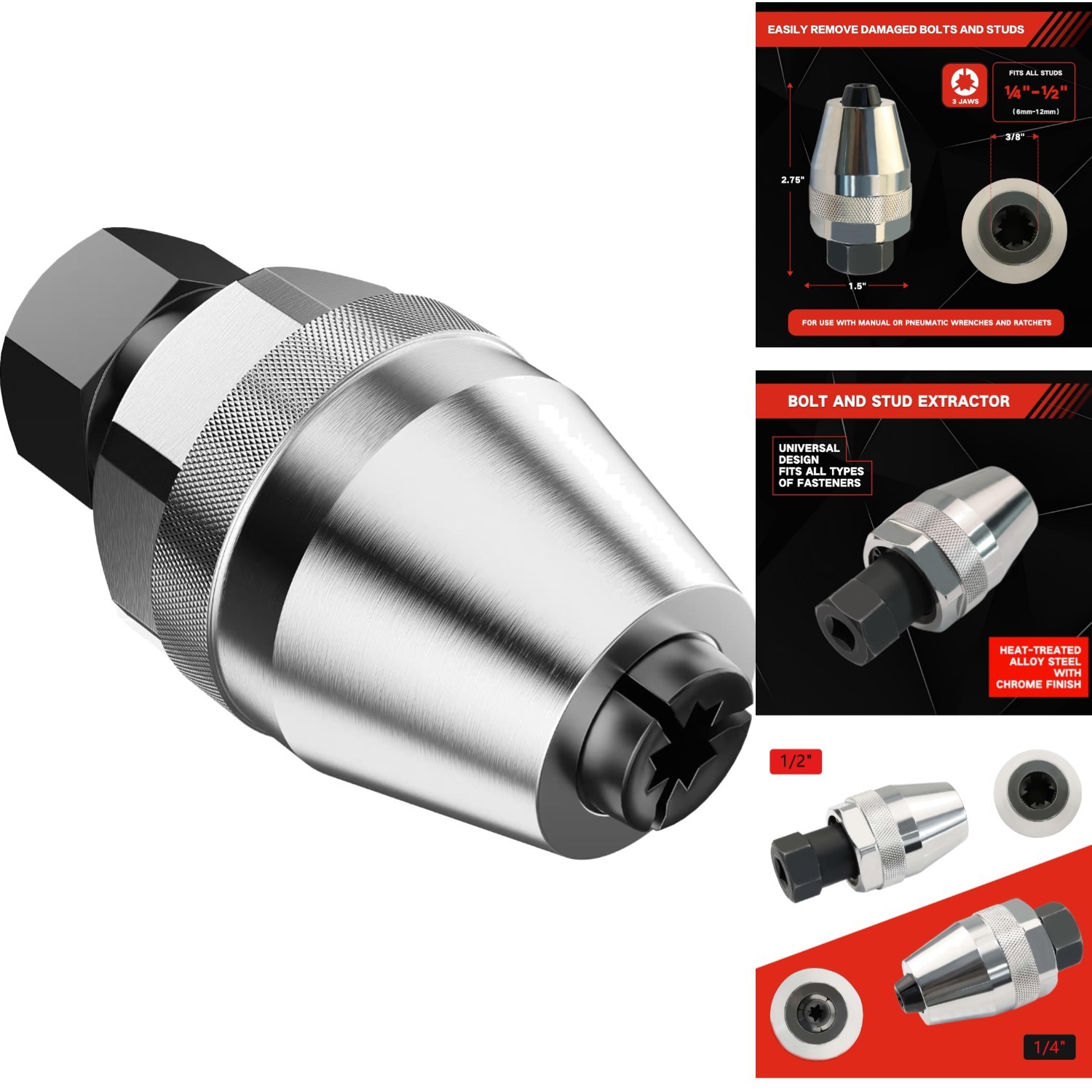 Compact 12.6 oz Damaged Bolt and Stud Extractor Tool – For Fast Repairs on Site