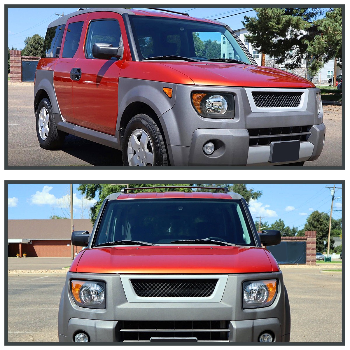Fits 2003-2008 Honda Element Black Headlights Assembly Lamps Left+Right 03-08