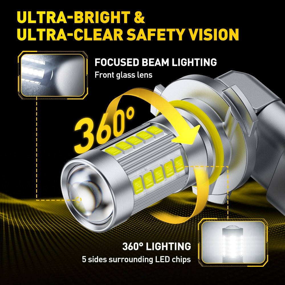 AUXITO 9145 9140 H10 LED Fog Driving Light Bulbs Super White 40000LM 6500K 100W