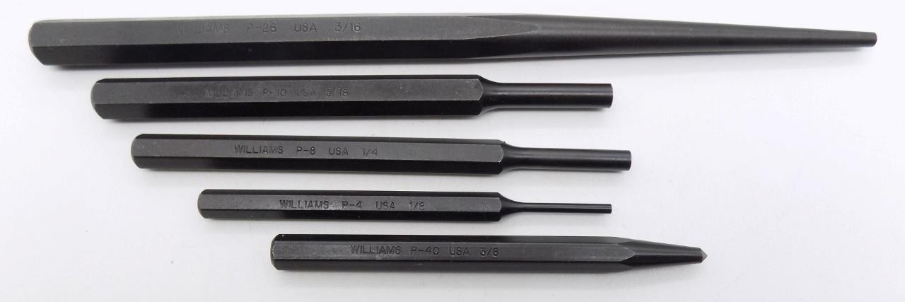 Williams Tools New Pin Punch Set 5 Piece P26-P10-P8-P4-P40 Never Used USA F/S