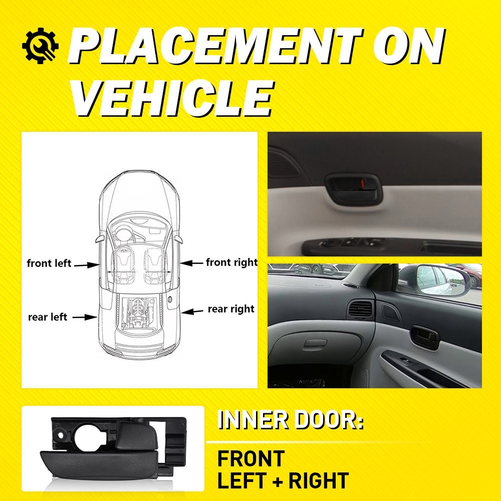 2Pcs Front Interior Door Handles Black For 06-2011 Hyundai Accent LH & RH 2-20x