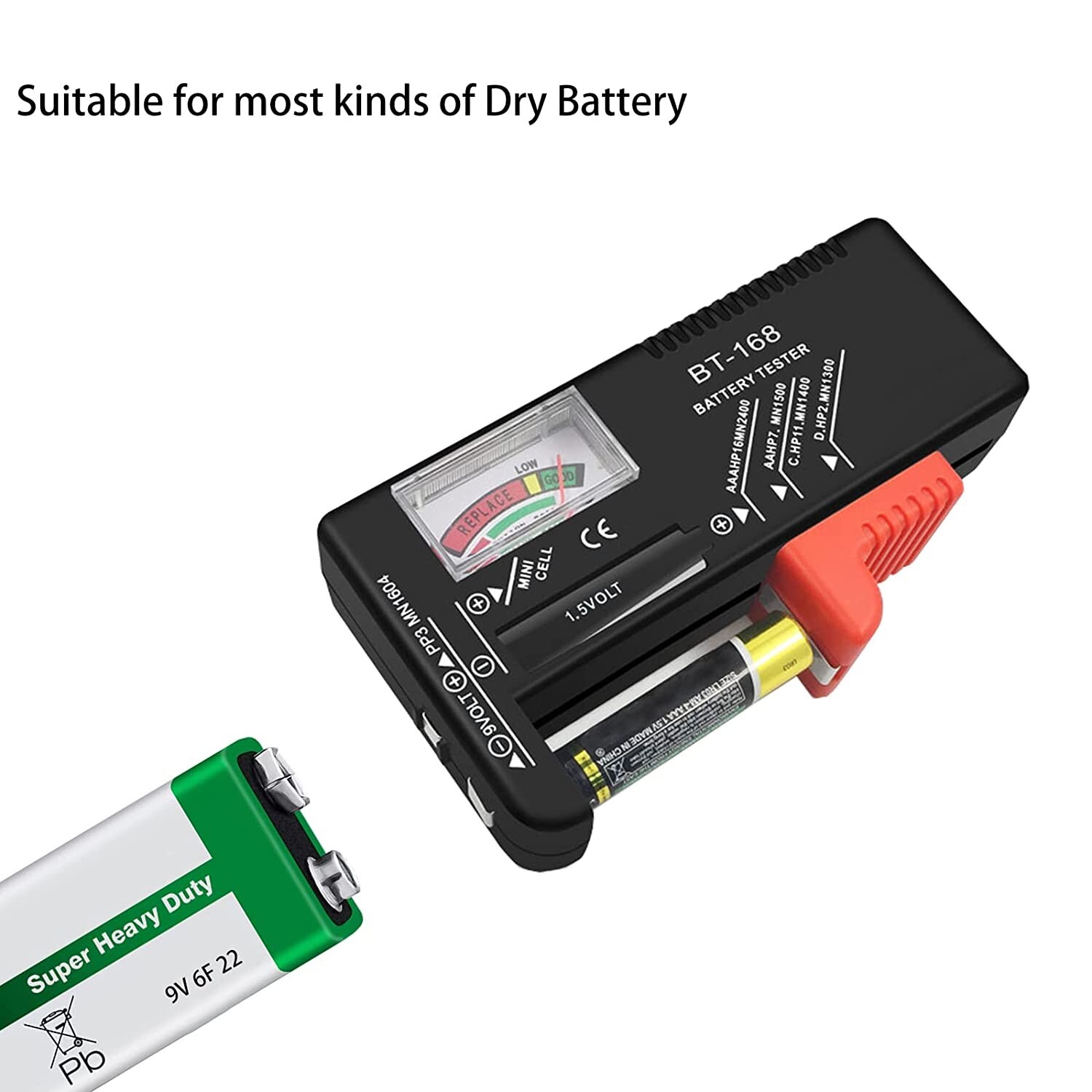 Battery Tester Checker Universal For AA AAA C D 9V 1.5V Button Cell Batteries