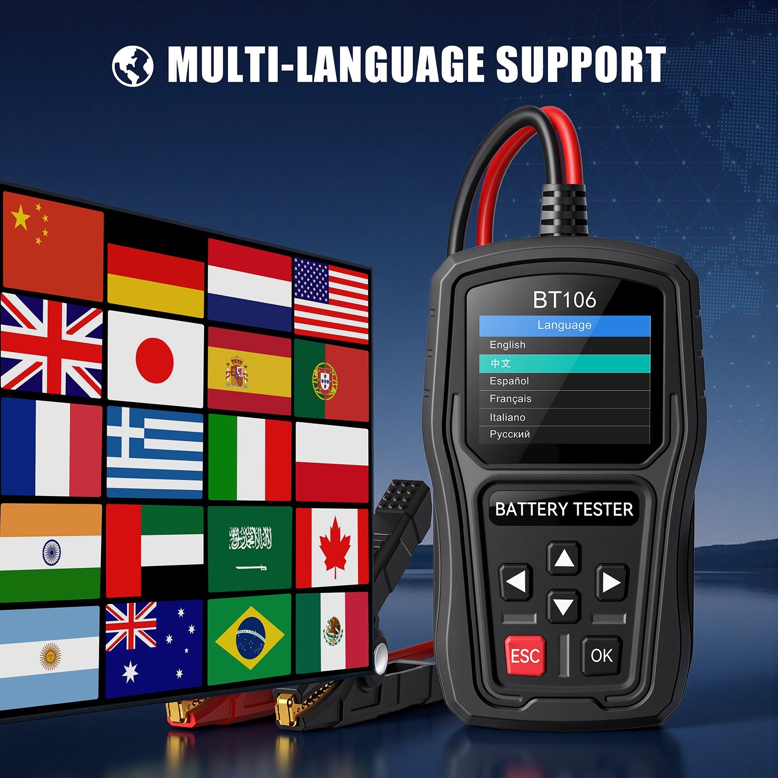 TopDiag 12V24V Car Battery Tester Truck Startup Charging Load Tester AGM GEL EFB