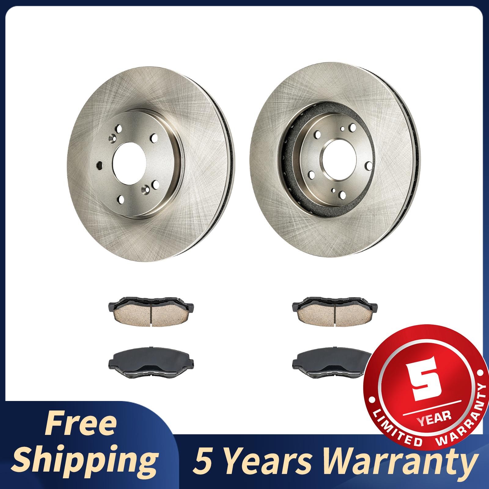 Front Ceramic Brake Pads & Vented Coated Rotor Kit For 2003-2008 Honda Pilot