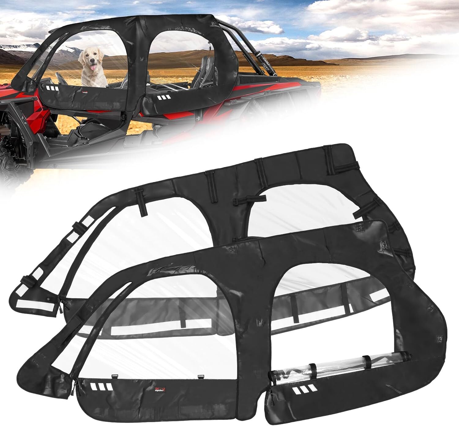 4 Seater Cab Enclosure Upper Doors Zipper for Polaris 2014-2023 RZR XP 4 1000