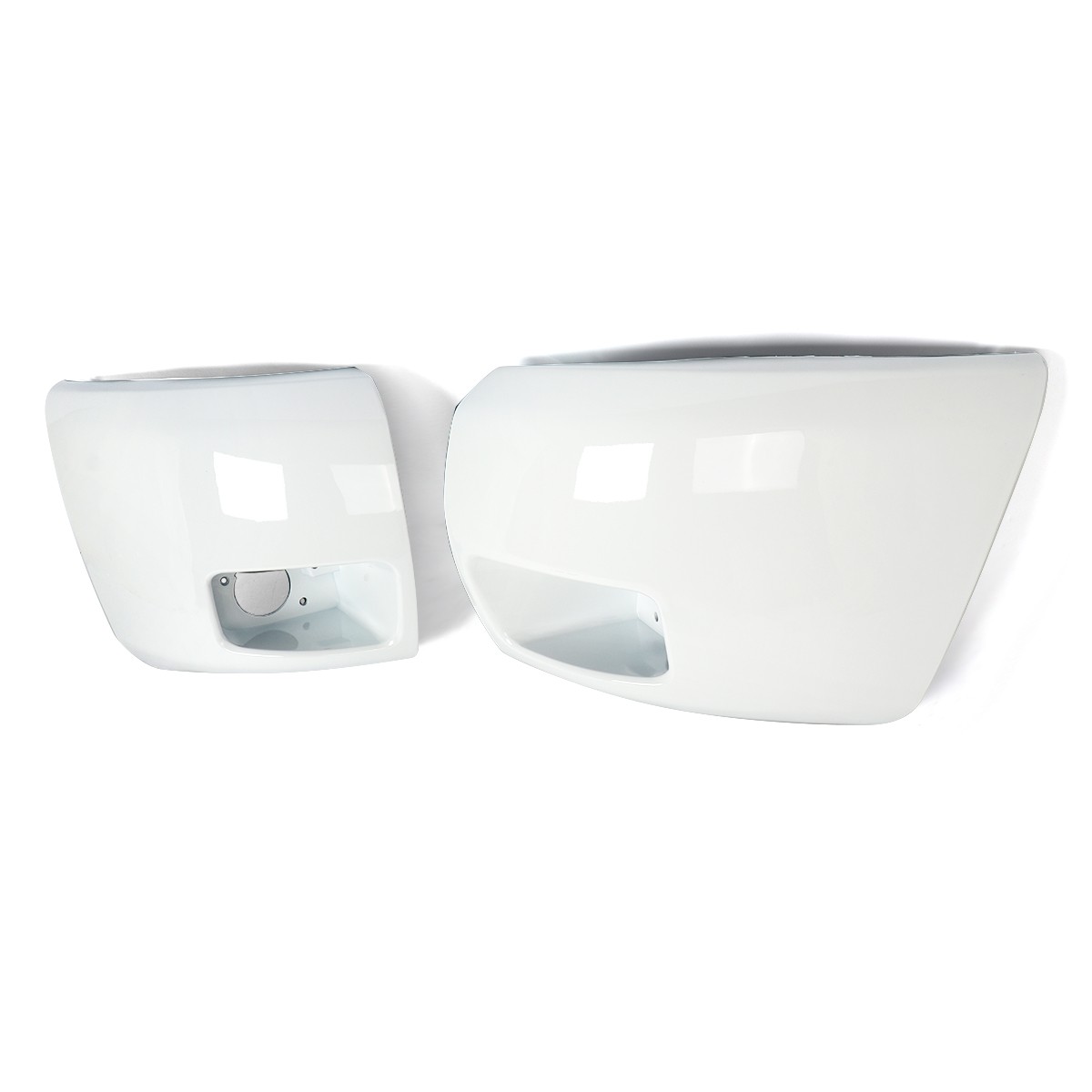 GAZ-Summit White Front Bumper End Caps For 2007-2013 Silverado 1500 w/ Fog Light