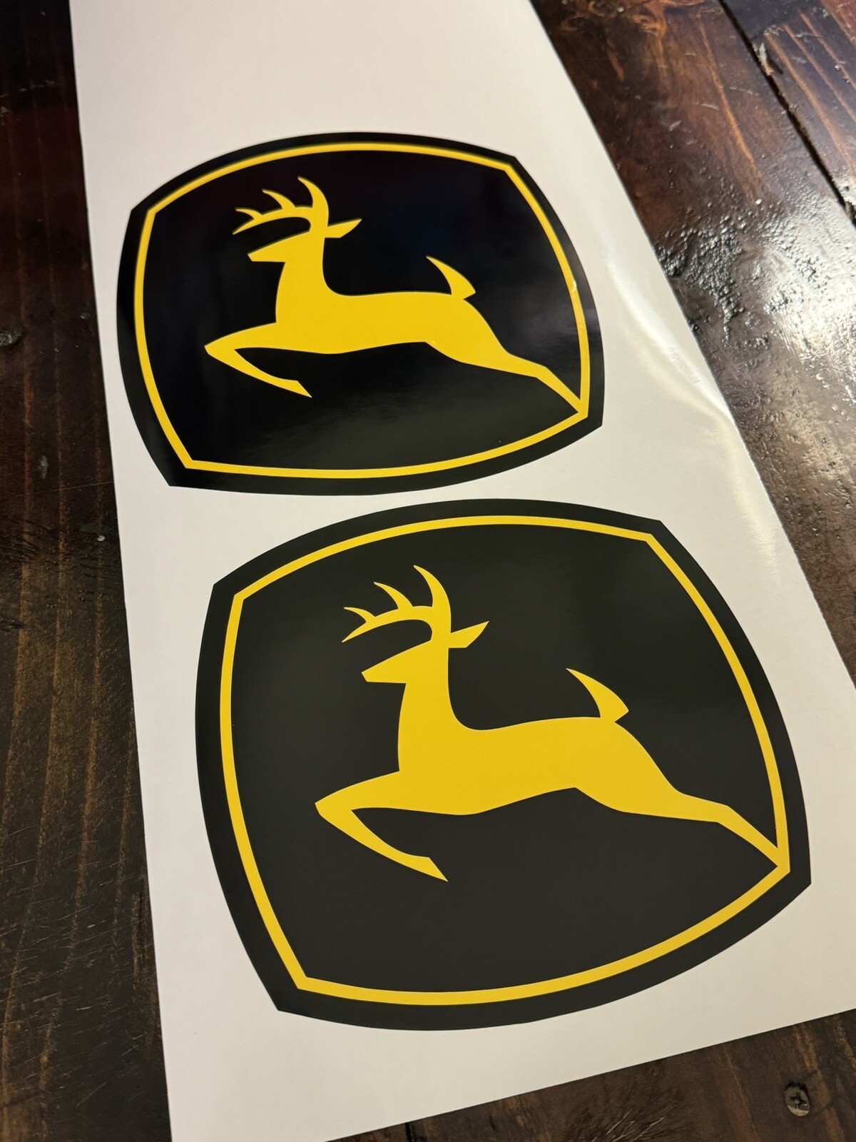 8” John Deere Logo Stickers (2x) For Loader Backhoe Tractor Yellow Window Decal