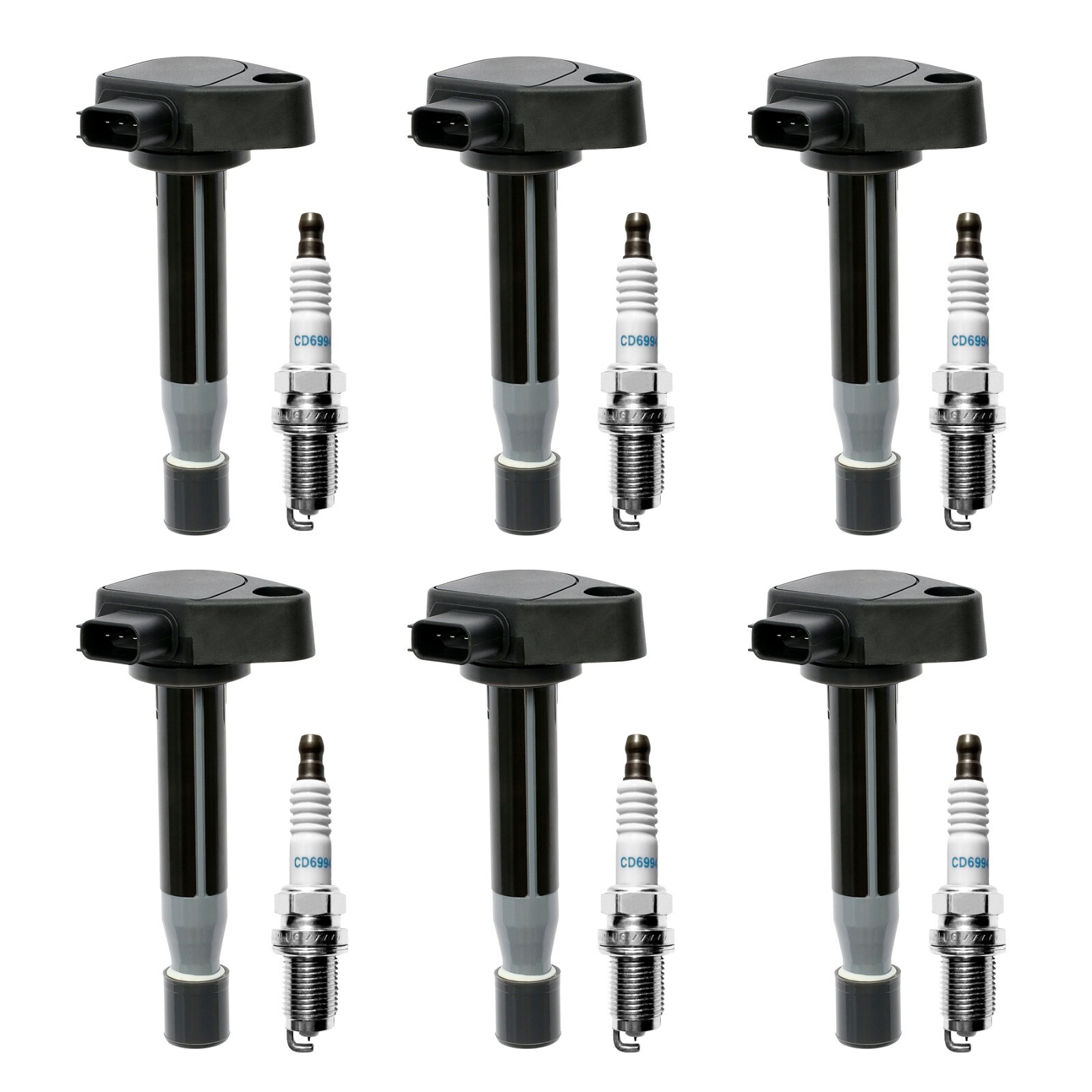 6x UF242 Ignition Coil & Spark Plug Pack For 99-07 Honda Odyssey Acura 3.2L 3.5L