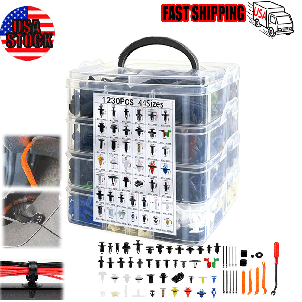 1365Pcs Car Bumper Fender Fastener Clips Auto Body Push Pin Rivets for Most Car