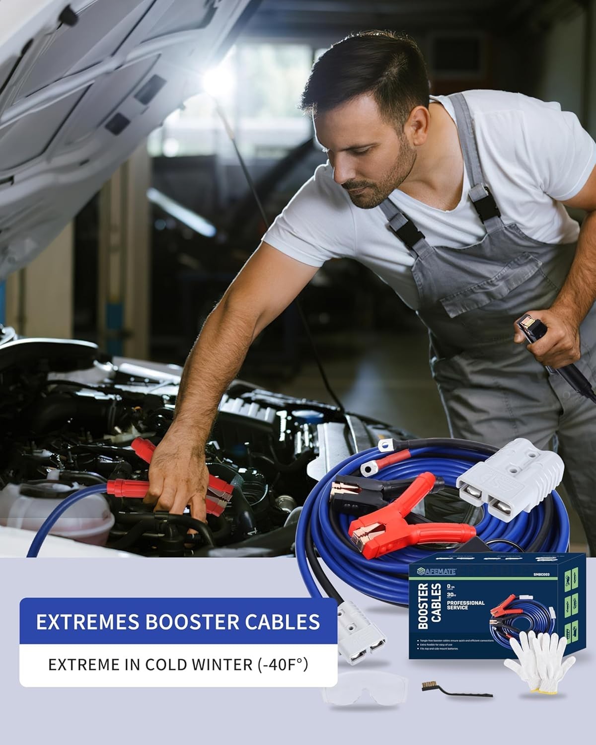 0 Gauge Heavy Duty Jumper Cables 30 FT 1000 Amp Quick Connect Plugs For Truck