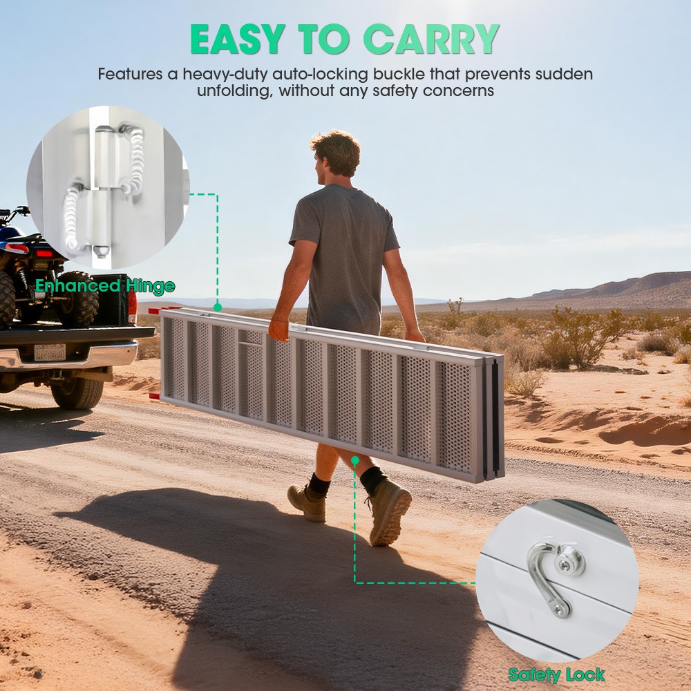 3-fold Aluminum Loading Ramp 77L*54″ W Loading Ramp 1600LB Sturdy Anti-Slip Ramp
