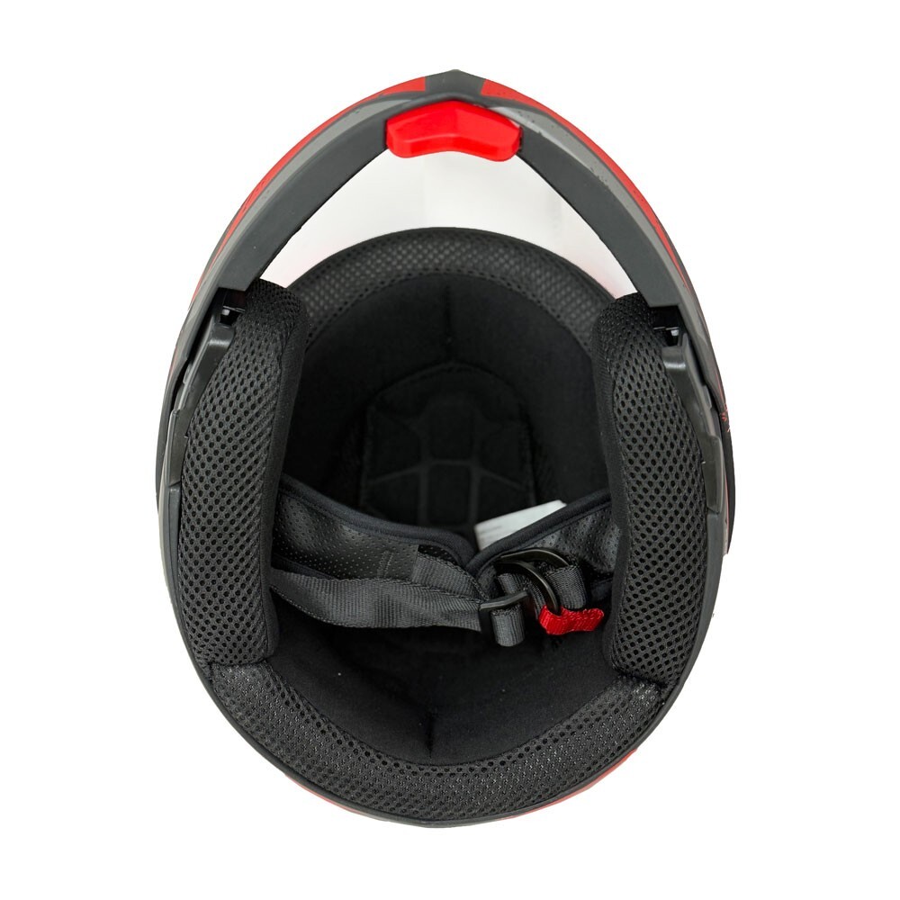 MMG Adult Motorcycle Modular Full Face Helmet Flip up Visor (Black/Red, XL)