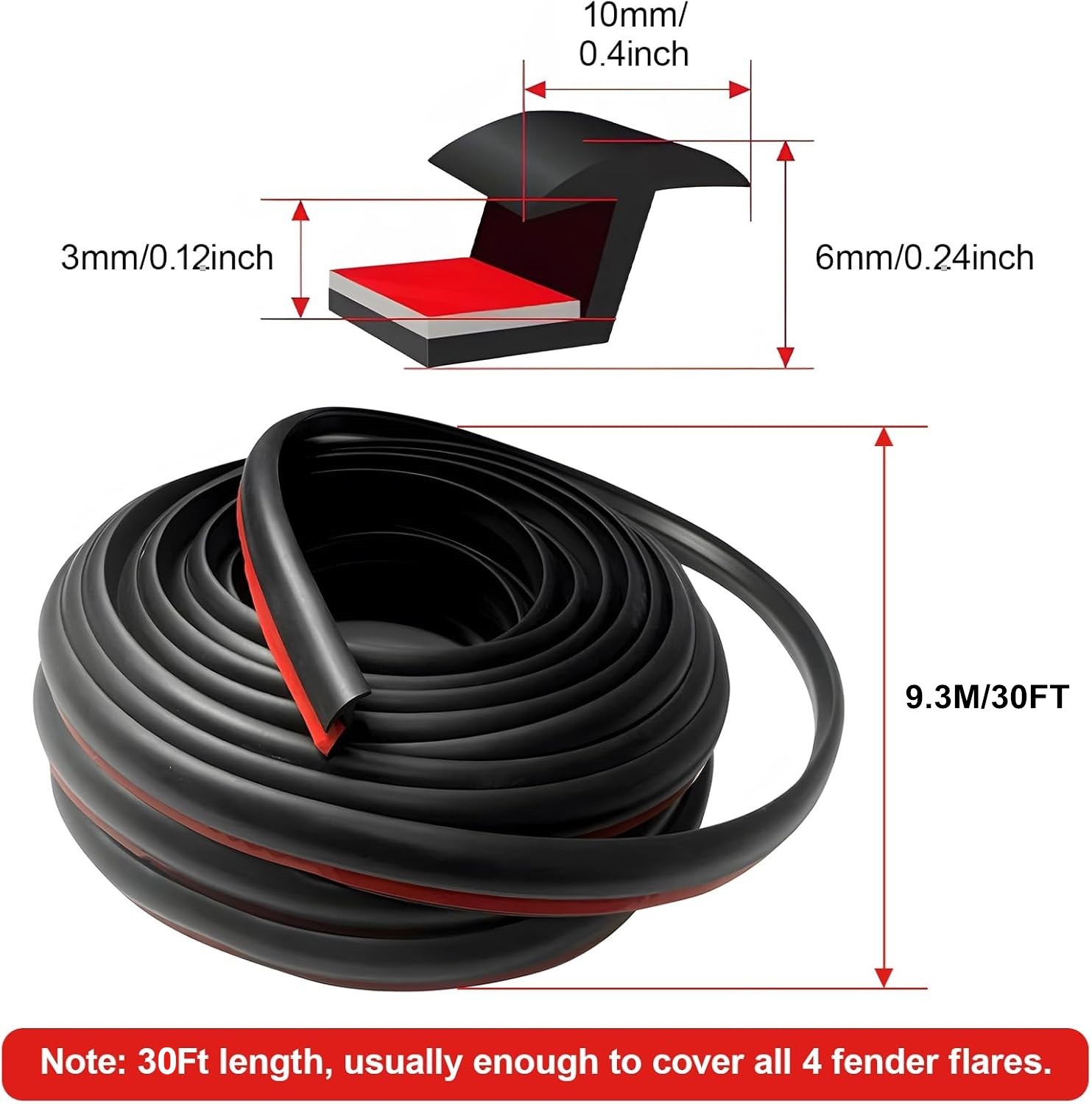 30Ft For Toyota Tacoma Tundra Rubber Wheel Wells Fender Flare Edge Seals Trim
