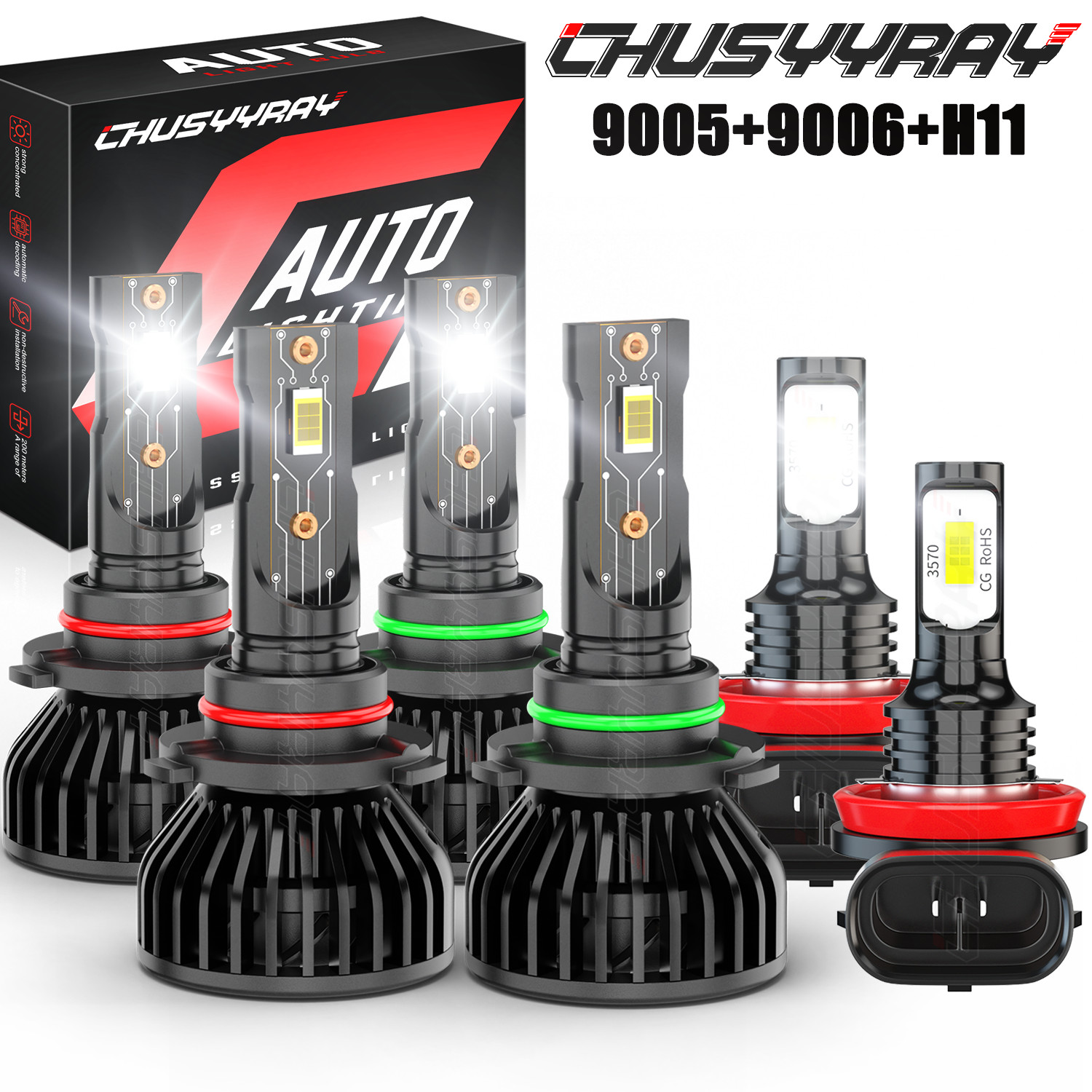 For Subaru Forester 2013-2019 – 6Pcs Headlamps LED Lights + Fog Bulbs Combo