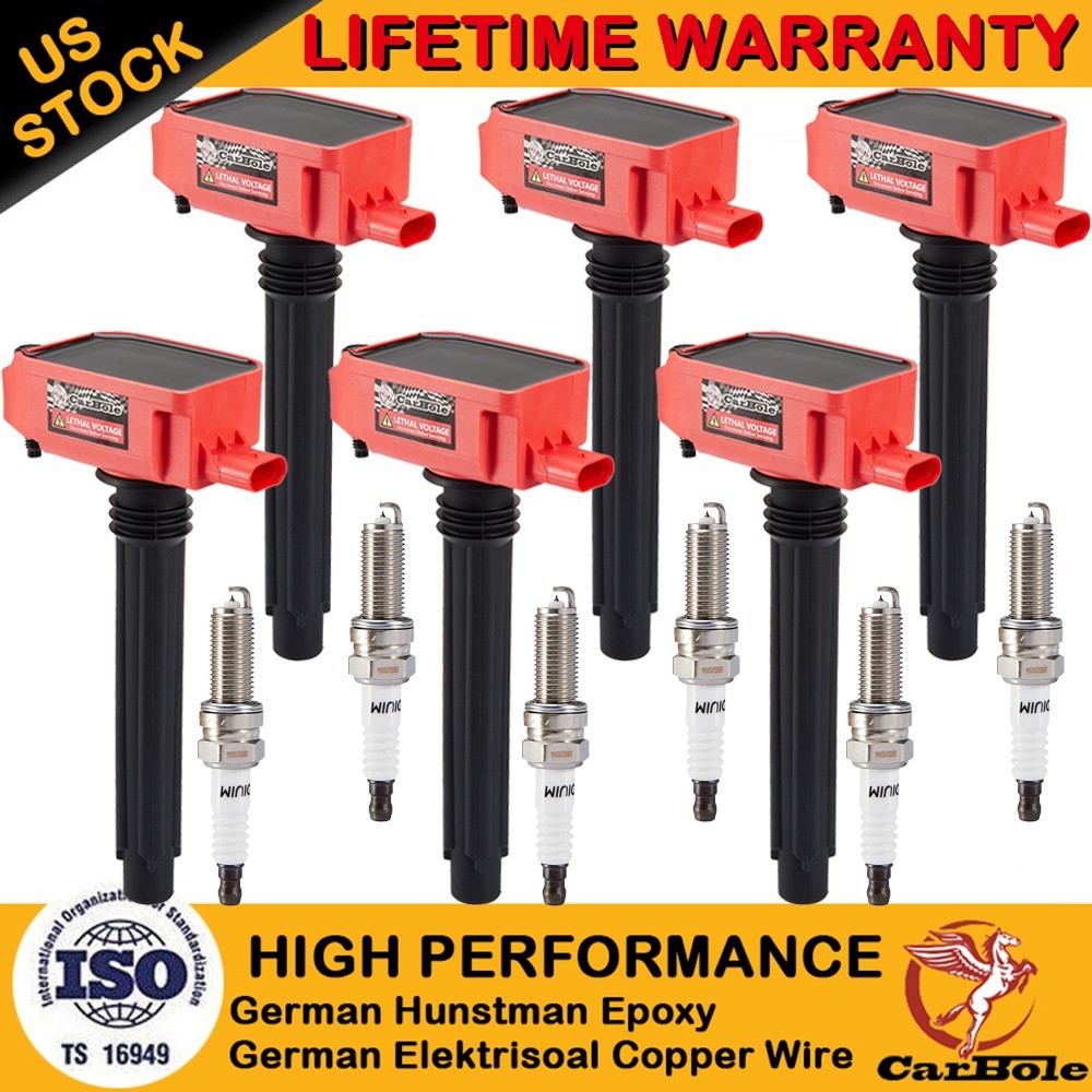 6 Pack Ignition Coil & Spark Plug For Dodge Chrysler Ram Jeep Wrangler 3.6L V6