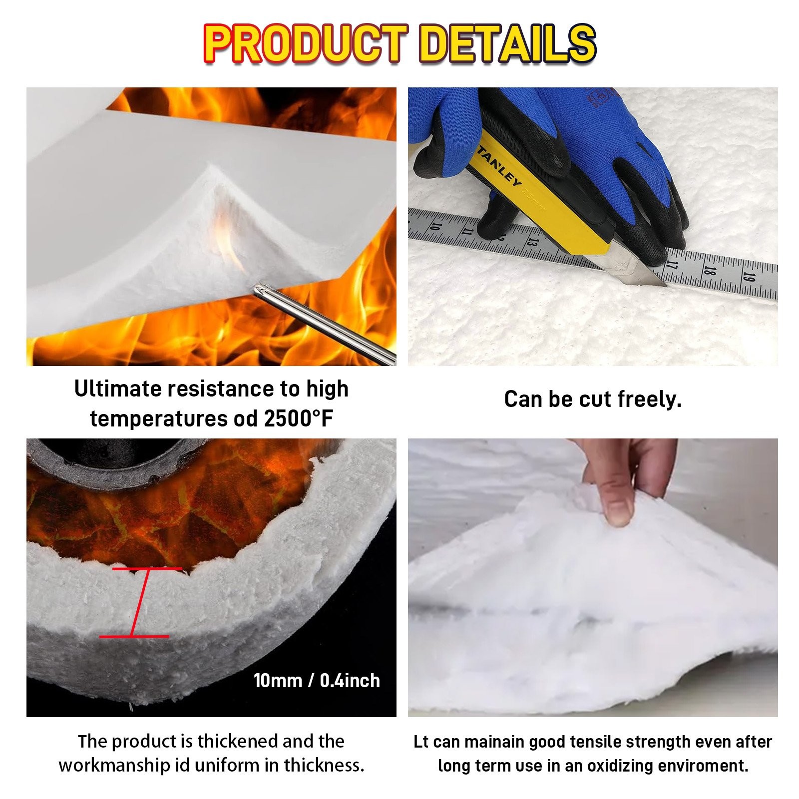 Ceramic Fiber Blanket Heat Resistant Mat 24″x16″ for Automotive Fast US Shipping