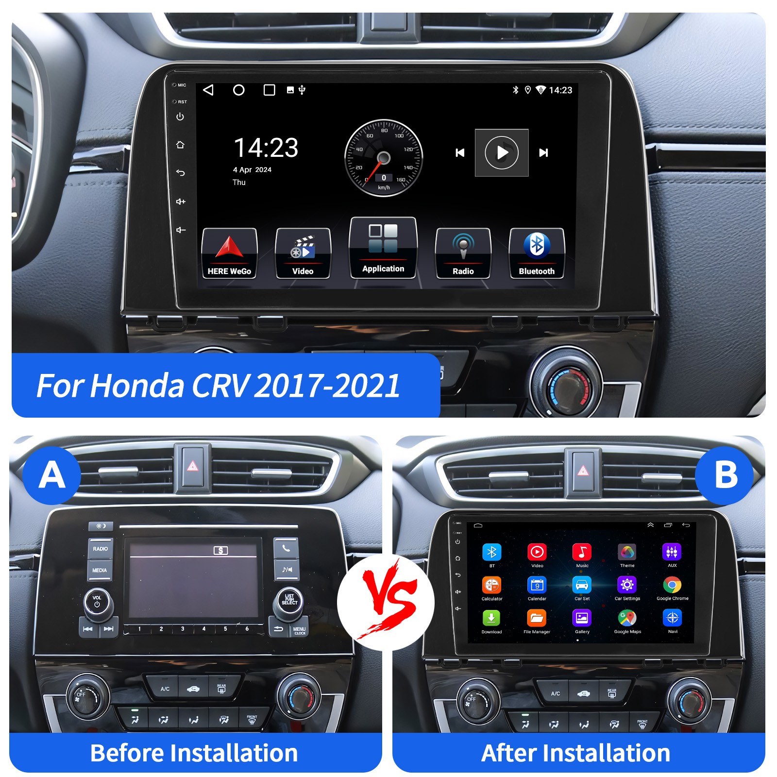 For Honda CRV 2017-2021 Android 14.0 Car Stereo Radio Apple CarPlay GPS Nav Wifi