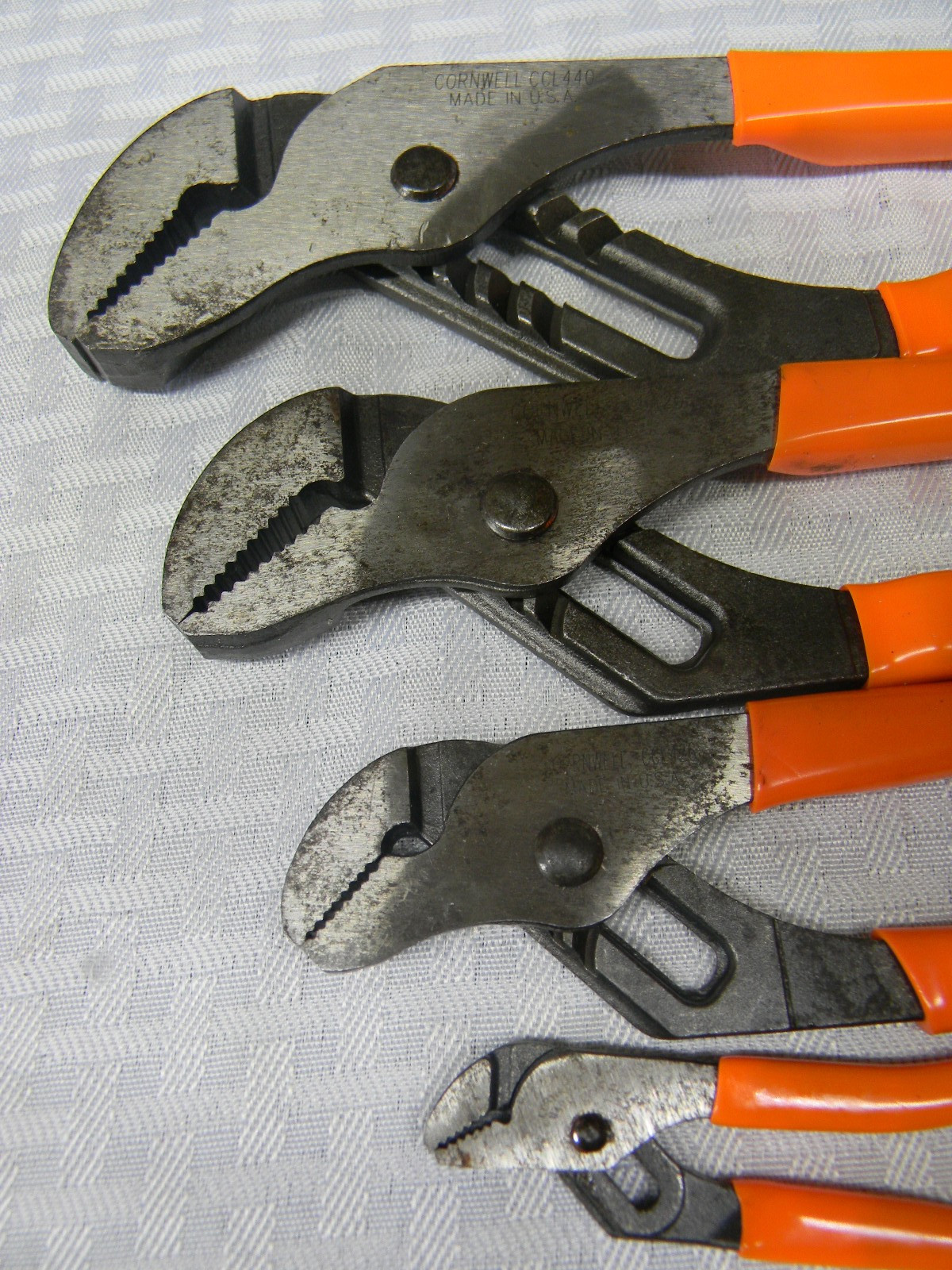 CORNWELL TOOLS 4PC ORANGE GRIPS TONGUE & GROOVE PLIER SET #ZZCCL4TGS MADE IN USA