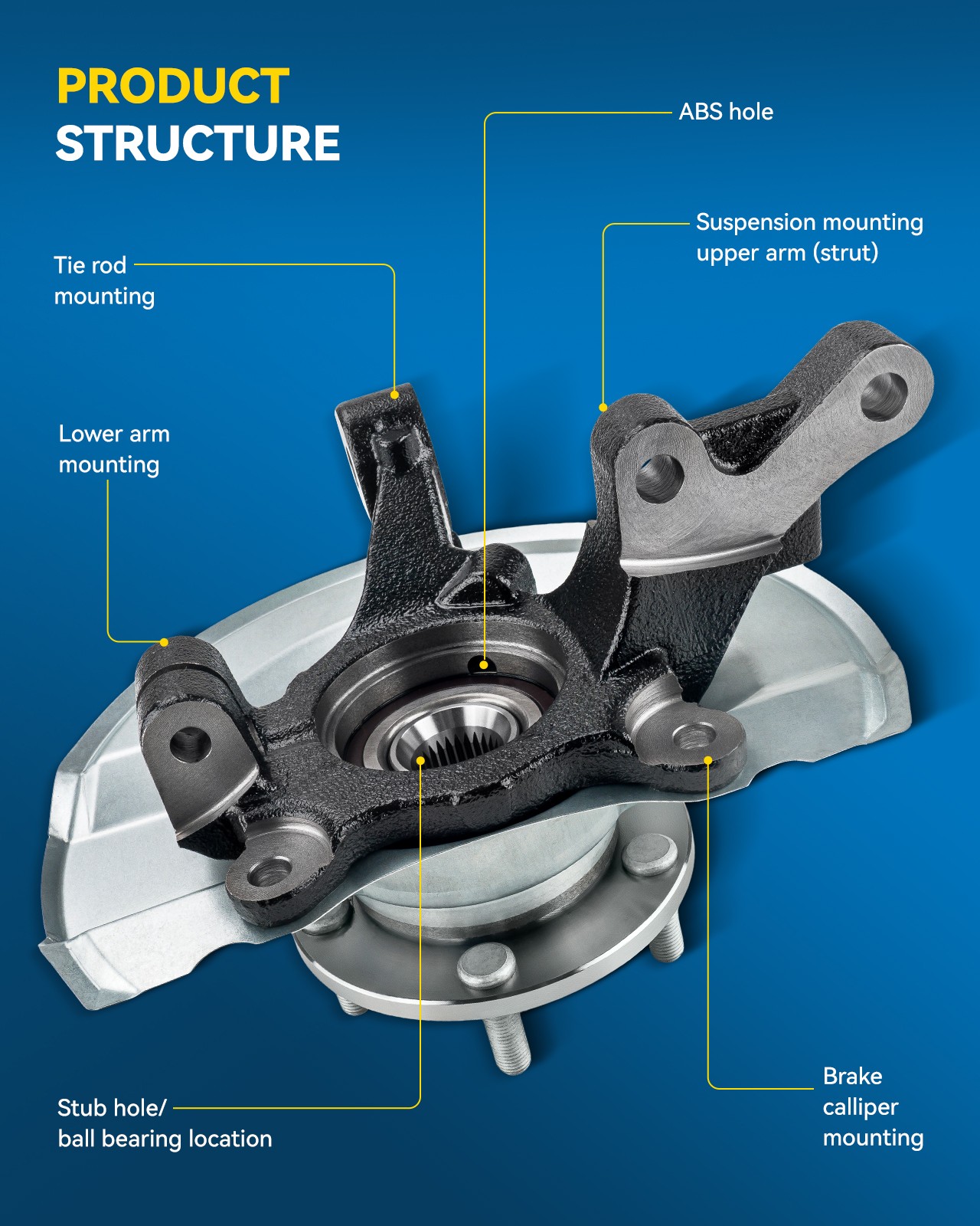 Front Steering Knuckles & Wheel Hub Bearings for 2009-2018 Toyota Corolla Matrix