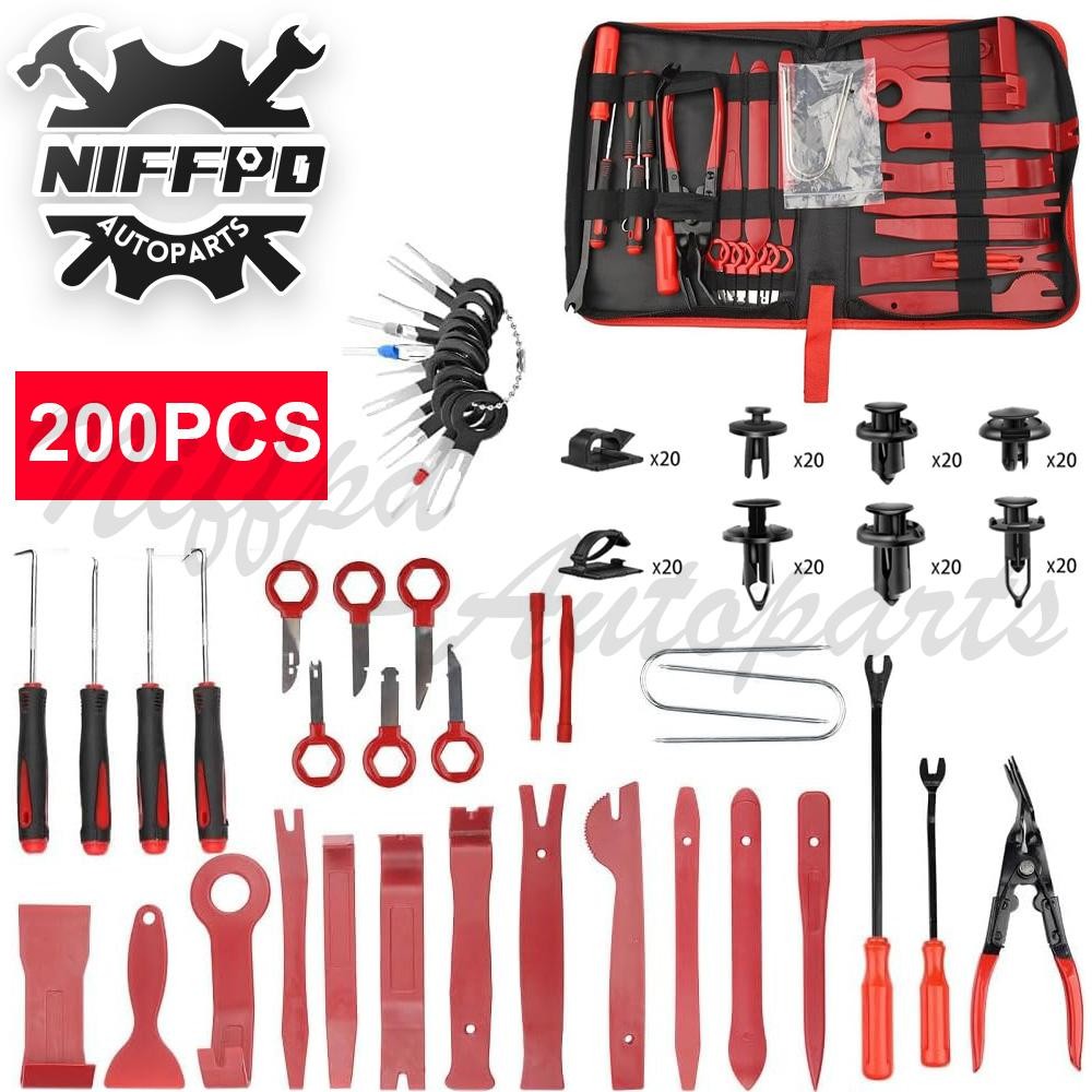 200Pcs Car Trim Removal Tool Set Hand Tools Pry Bar Panel Door Interior Clip Kit
