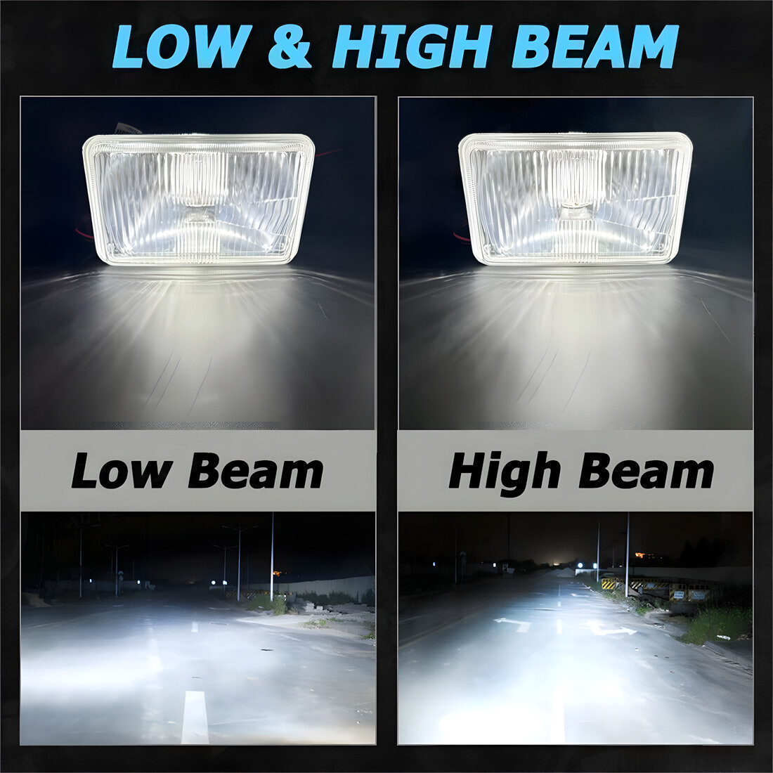 For Chevy S10 Blazer 1995-1997 Pair 4×6″ Inch GLASS LED Headlights Hi-Lo Beam