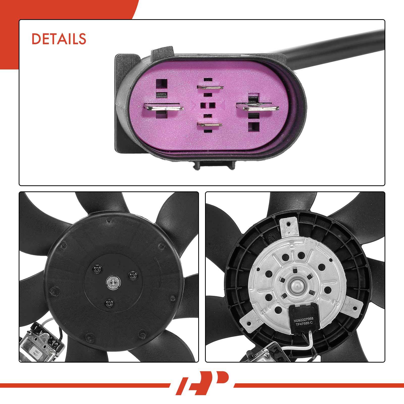 2 Radiator Cooling Fan Assembly for Audi Q7 09-13 VW Touareg 09-10 V6 3.0L 3.6L