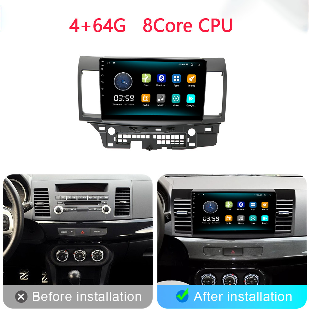 8Core 4+64G Apple Carplay Android Auto Stereo For 2008-2017 Mitsubishi Lancer