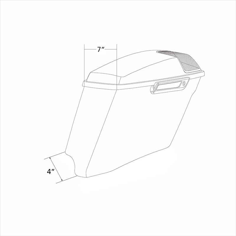 4″ Vivid Black Stretched Extended Hard Saddlebags Fit For 14-23 Harley Touring