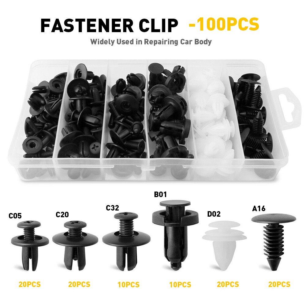HE26 Body Plastic Bumper Car Trim Tool Fender Clips Retainer Fastener Kit 100Pc