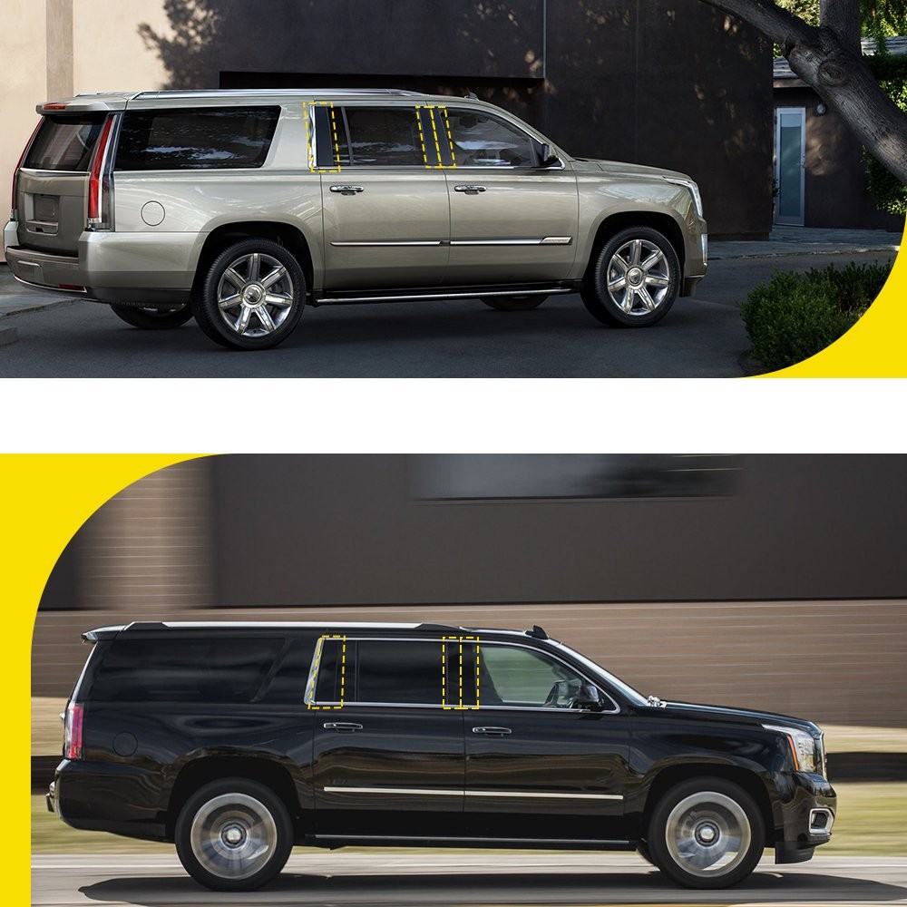 Gloss Black Window B Pillar Posts Trim Cover For Chevy Tahoe GMC Yukon 2015-2020