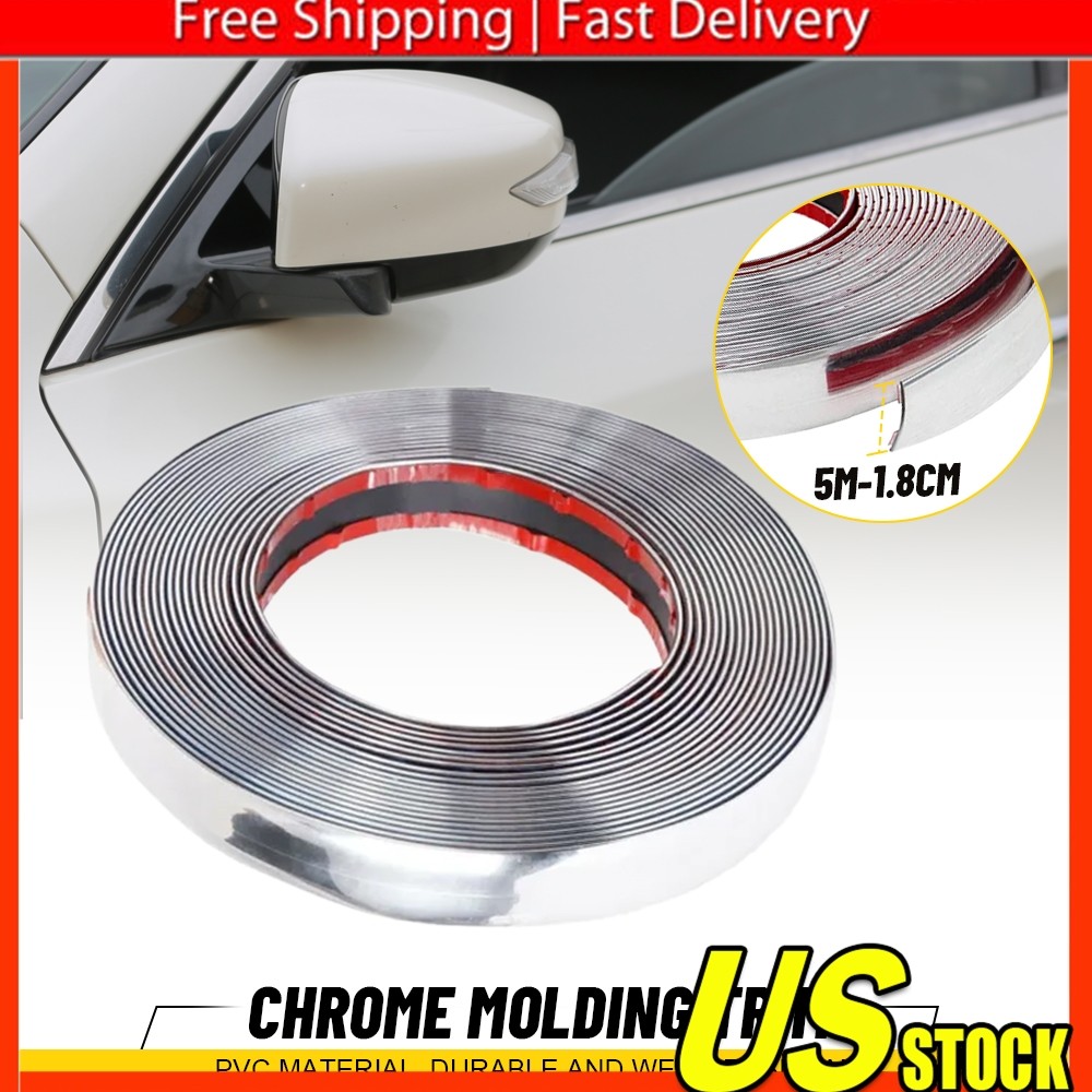 0.7″ Chrome Molding Trim Strip Car Door Window Bumper Protect & Embellish 5M B