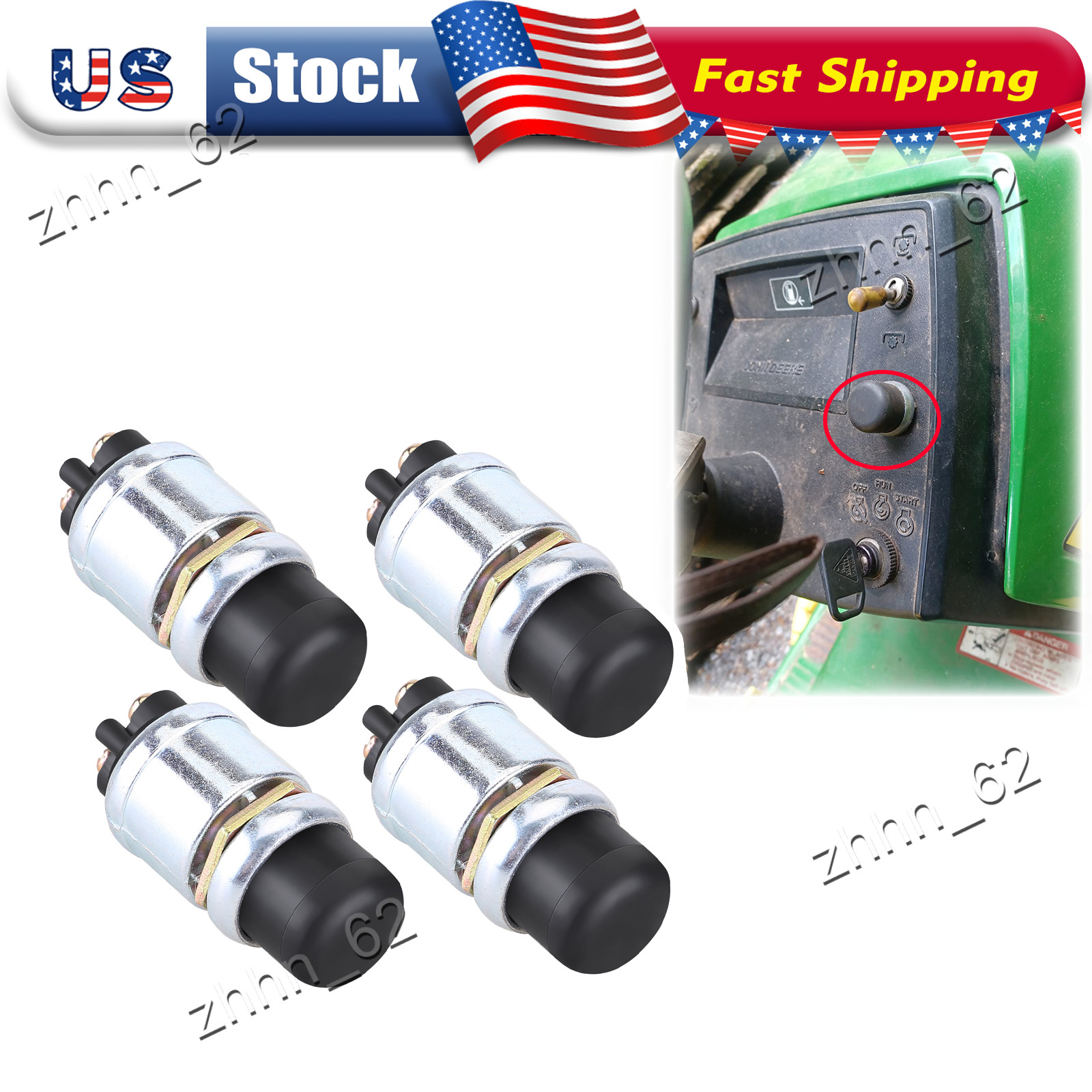 4x Waterproof 12V Heavy-Duty Start Momentary Push-Button Starter Switch 50 Amps