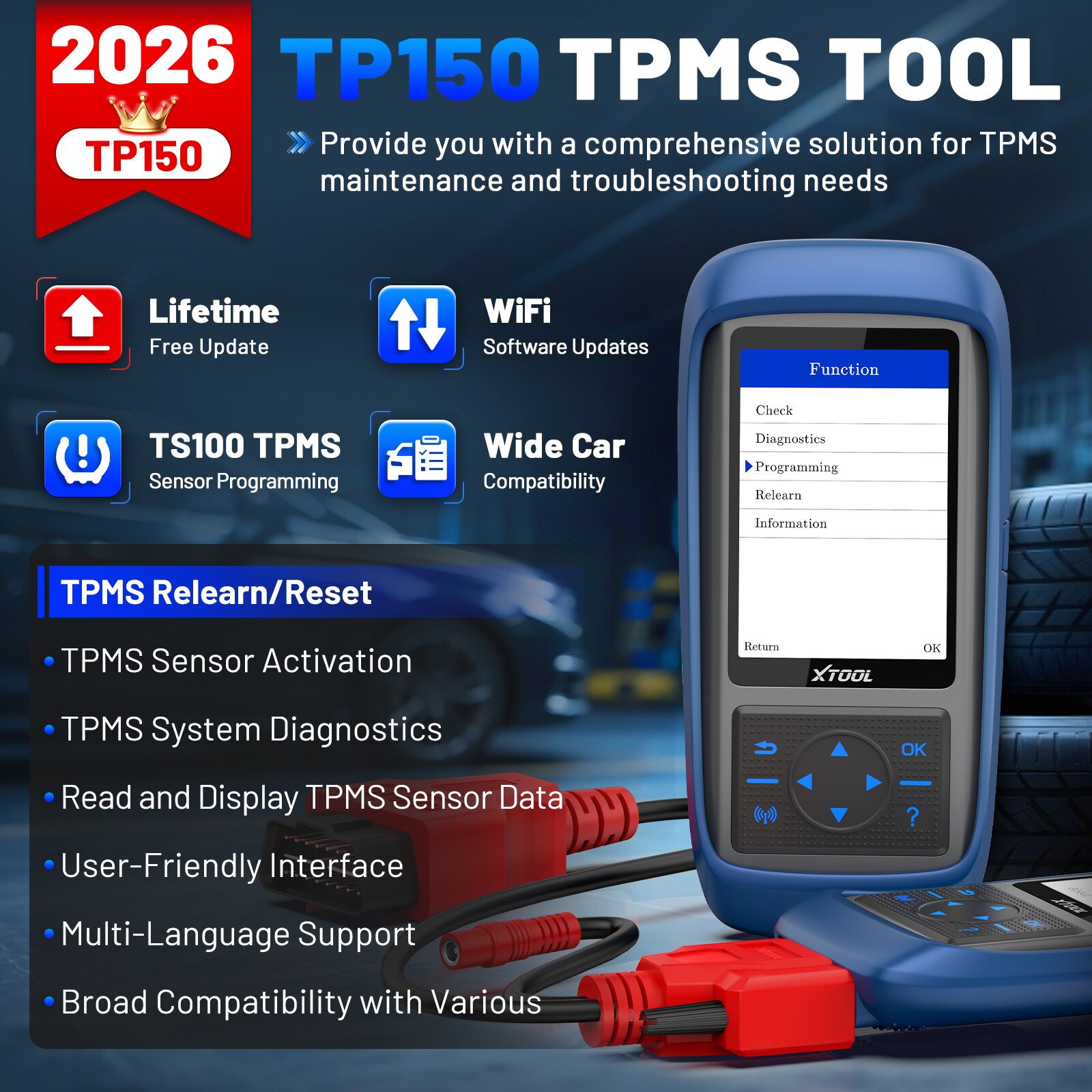 XTOOL NEW TP150 TPMS Programming Tool Universal TPMS Relearn/Reset/Activate 2025