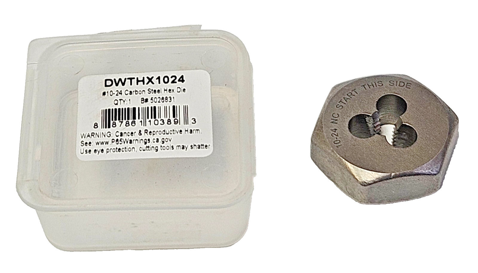 10-24 X 1″ Hex Die DWTHX1024 CS SAE RH Rethreading 10/24 by Drill America